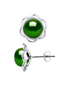 Boucles d'oreilles Argent & Perles d'Eau Douce boutons vertes