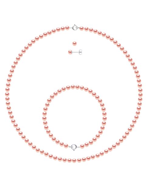Parure Argent & Perles d'Eau Douce rondes roses