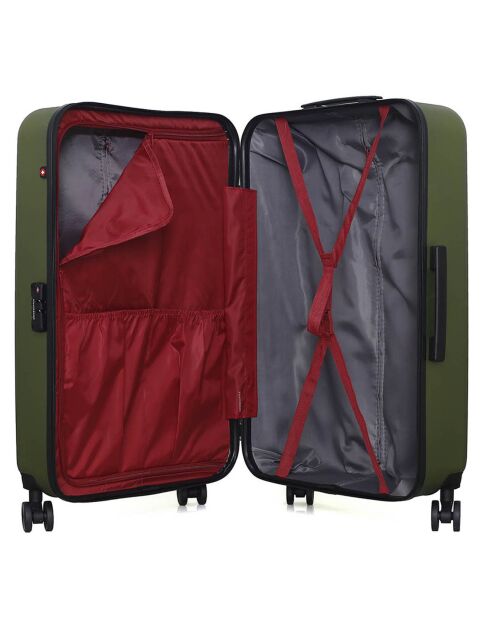 Maleta de cabina XXS con 4 ruedas dobles Zurich, 42 cm, verde caqui