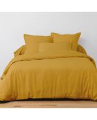 Parure Drap housse, Drap plat unie 100% Coton jaune