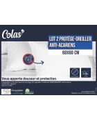 2 Protège-oreillers anti-acariens & anti-bacteriens blancs
