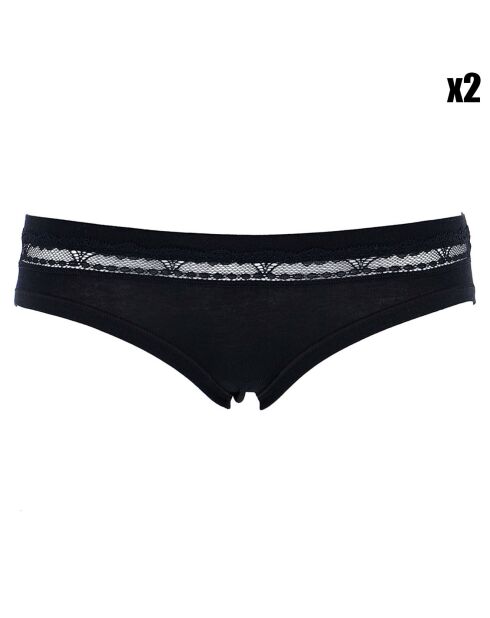 2 Culottes Mini en coton biélastique Marlène noires