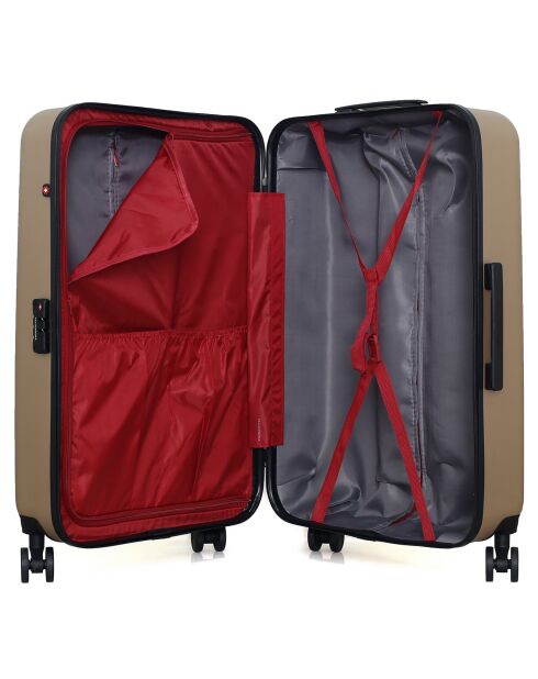 Maleta Long Stay con 4 ruedas dobles Wil 75 cm, color beige