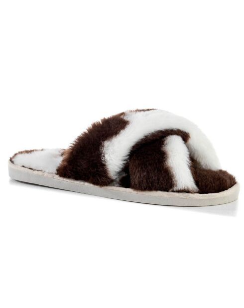 Mules Clara blanc/marron