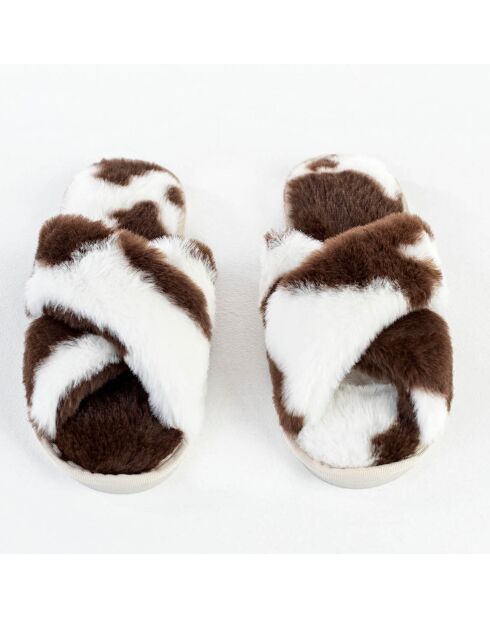 Mules Clara blanc/marron