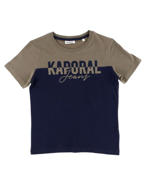 T-Shirt en Coton Bicolore Logo bleu/kaki