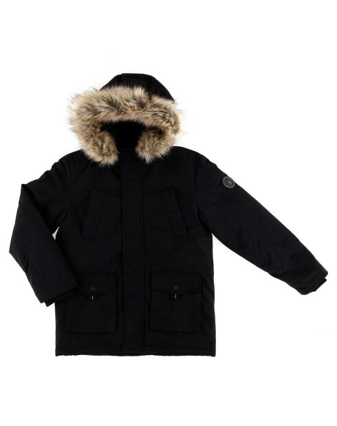 Parka à capuche fourrée noire