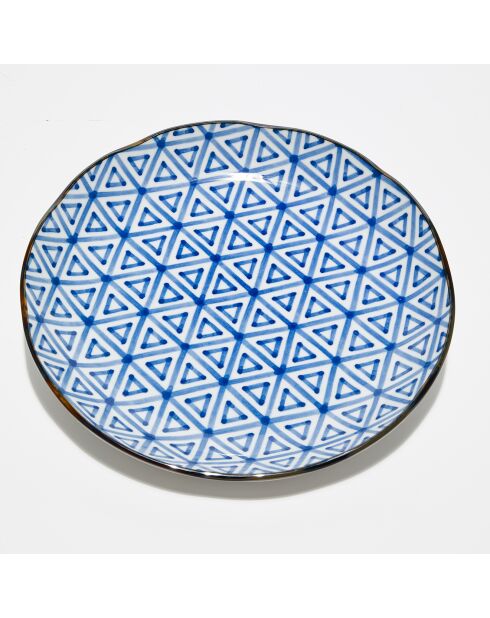 Assiette creuse en Porcelaine japonaise bleu/blanc - D.25.5 cm