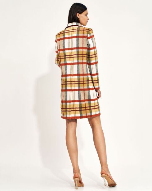 Manteau Eumelia à carreaux rouge
