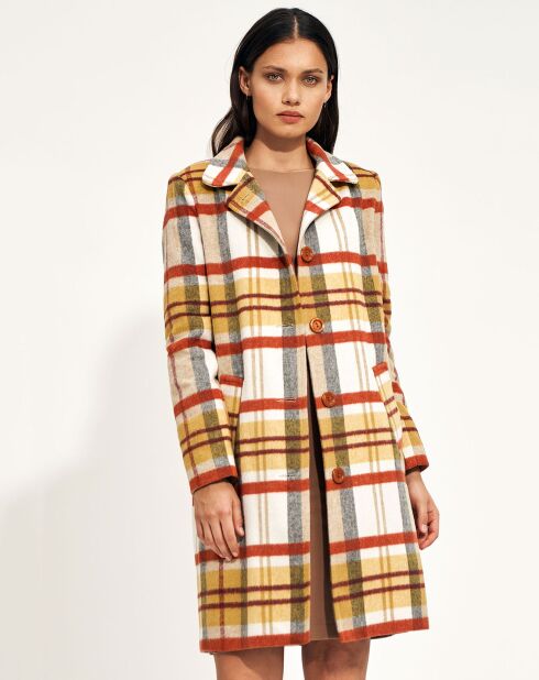Manteau Eumelia à carreaux rouge