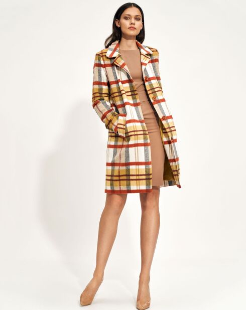 Manteau Eumelia à carreaux rouge