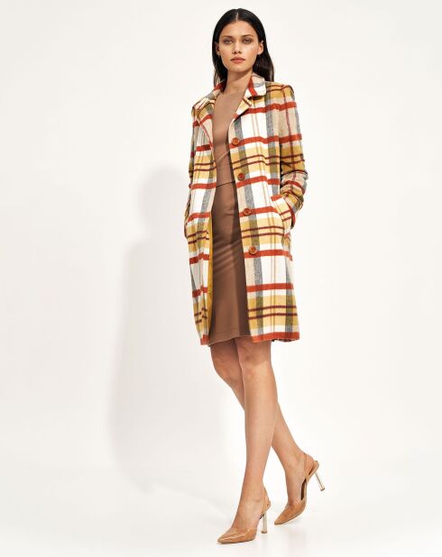 Manteau Eumelia à carreaux rouge
