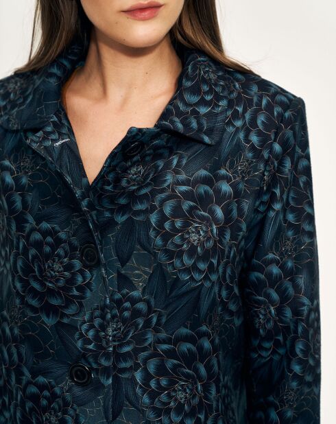 Cappotto floreale blu Eumelia