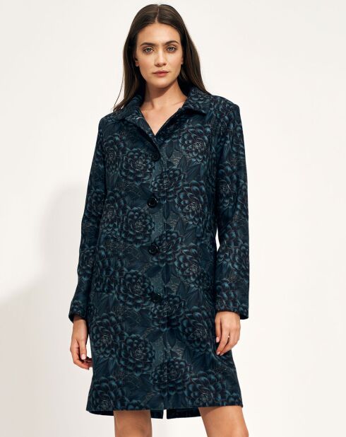 Cappotto floreale blu Eumelia