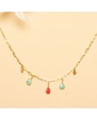 Collier Pampilles en Argent doré à l'Or fin & Chrysoprase
