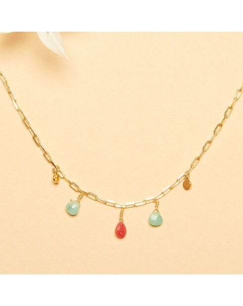 Collier Pampilles en Argent doré à l'Or fin & Chrysoprase