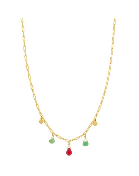 Collier Pampilles en Argent doré à l'Or fin & Chrysoprase
