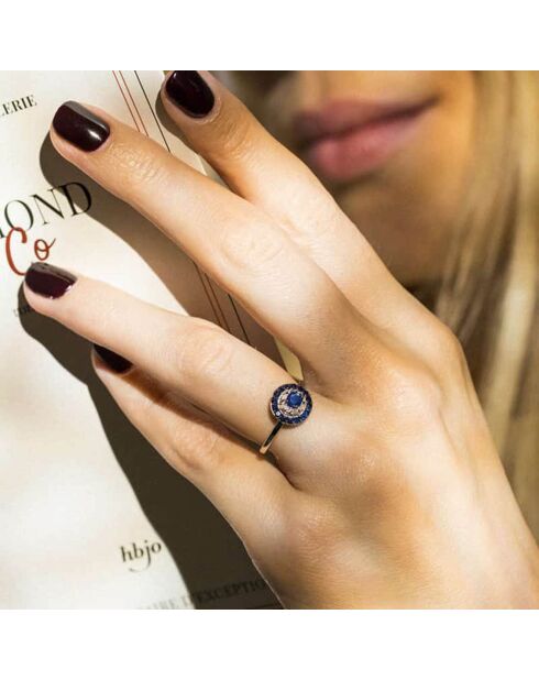 Bague Talia Or Blanc Diamants 0.033 ct & Saphir 0.54 ct