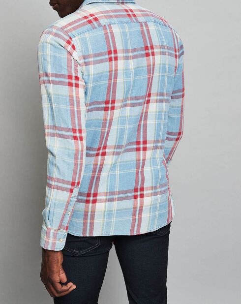 Chemise ajustée Robert à carreaux bleu/rouge