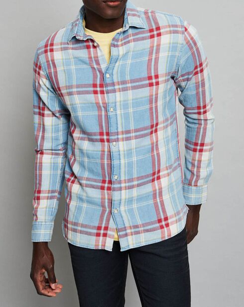 Robert getailleerd overhemd met blauw/rode plaid