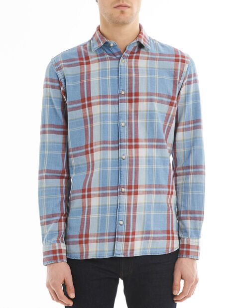 Chemise ajustée Robert à carreaux bleu/rouge