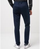 Pantalon slack slim molleton bleu foncé