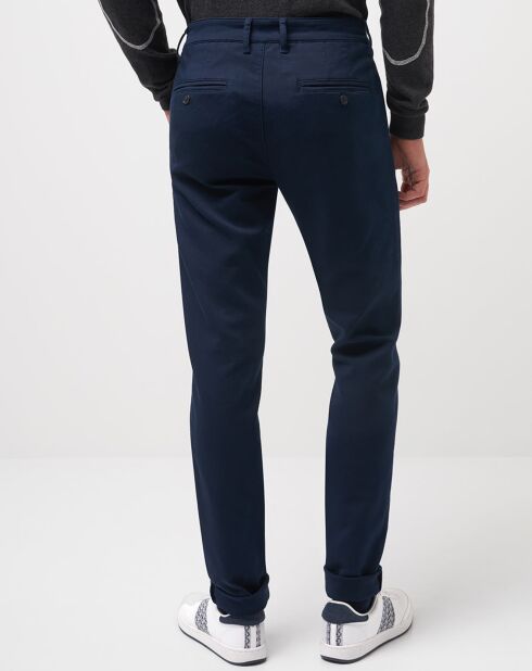 Pantalon slack slim molleton bleu foncé