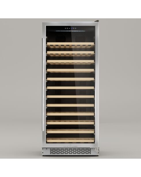 Ingebouwde wijnkoeler van zwart staal met 100 flessen - 62,5x66x145,5 cm