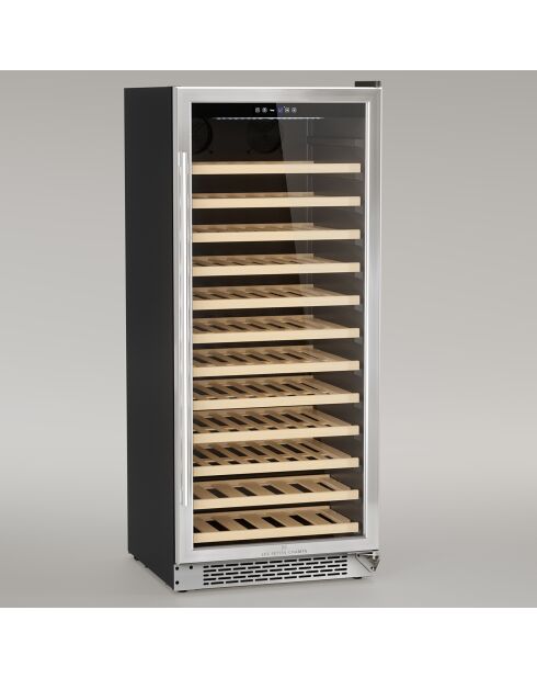 Ingebouwde wijnkoeler van zwart staal met 100 flessen - 62,5x66x145,5 cm