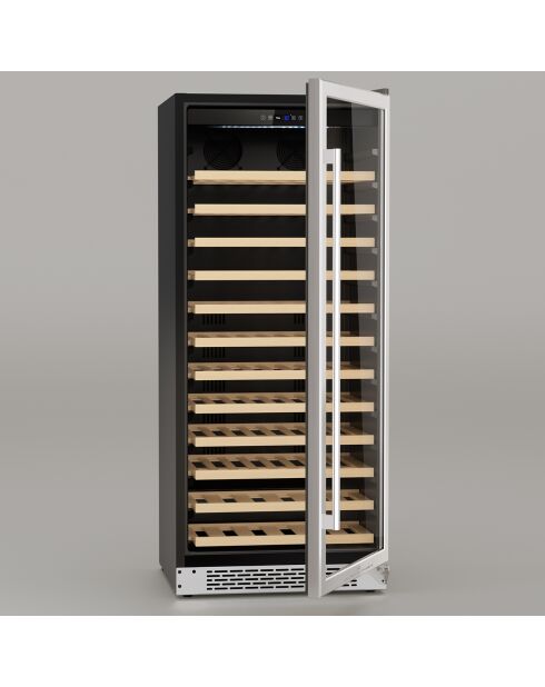 Ingebouwde wijnkoeler van zwart staal met 100 flessen - 62,5x66x145,5 cm
