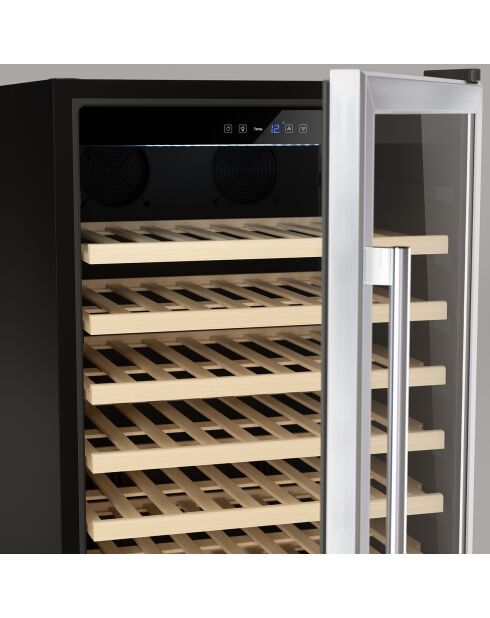 Ingebouwde wijnkoeler van zwart staal met 100 flessen - 62,5x66x145,5 cm