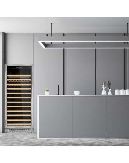 Ingebouwde wijnkoeler van zwart staal met 100 flessen - 62,5x66x145,5 cm