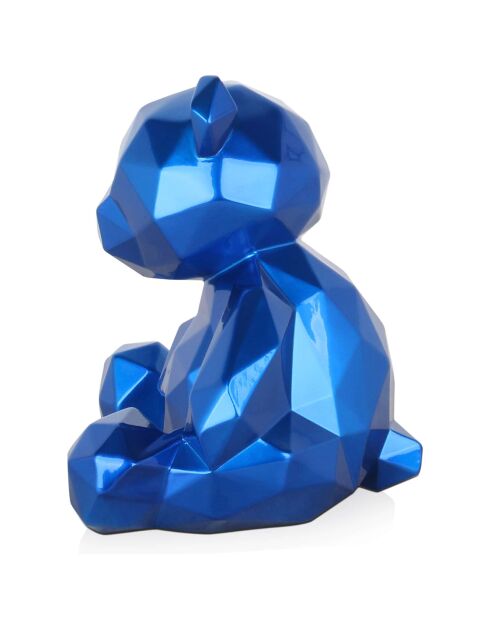 Sculpture en résine Ourson à facettes petit bleue - 24x24x23 cm