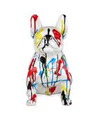 Sculpture en résine Bouledogue français assis multicolore - 49x49x33 cm