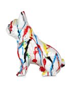 Sculpture en résine Bouledogue français assis multicolore - 49x49x33 cm