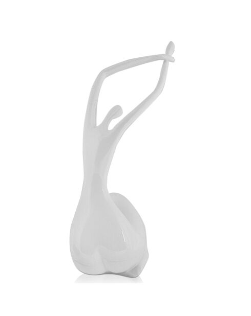 Grande sculpture en résine Réveil sans socle blanche - 61x37x32 cm