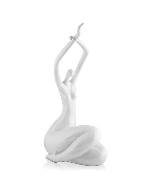 Grande sculpture en résine Réveil sans socle blanche - 61x37x32 cm