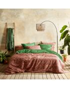 Parure housse de couette percale de coton Flowerpower green bee