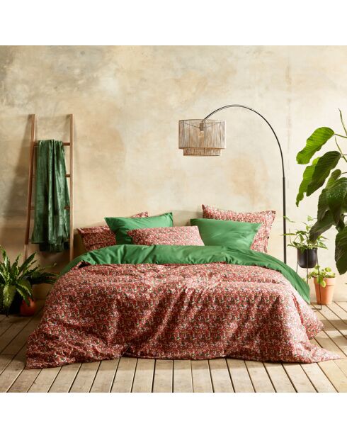 Parure housse de couette percale de coton Flowerpower green bee