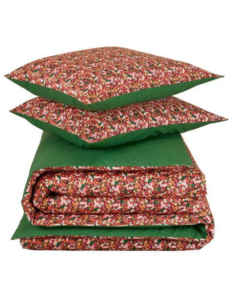 Parure housse de couette percale de coton Flowerpower green bee