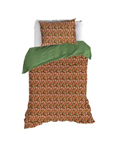 Parure housse de couette percale de coton Flowerpower green bee