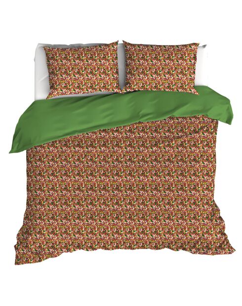 Parure housse de couette percale de coton Flowerpower green bee