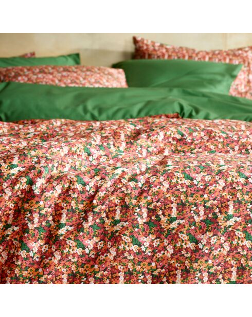 Parure housse de couette percale de coton Flowerpower green bee