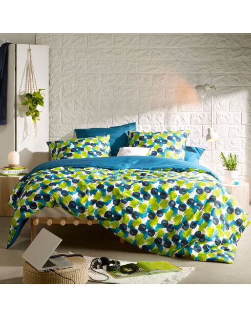 Parure housse de couette percale de coton Whimsy bleu blizzard