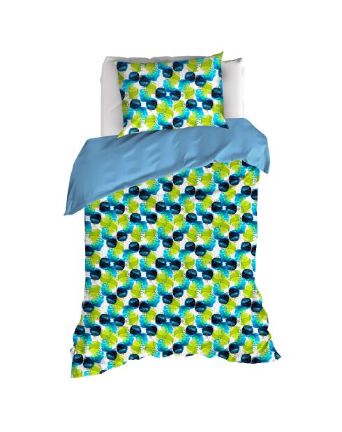 Parure housse de couette percale de coton Whimsy bleu blizzard