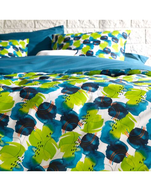 Parure housse de couette percale de coton Whimsy bleu blizzard