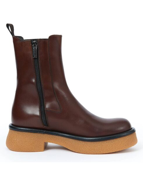 Chelsea Boots en Cuir Camelia marron