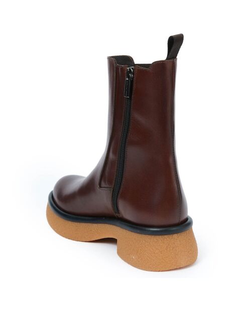 Chelsea Boots en Cuir Camelia marron