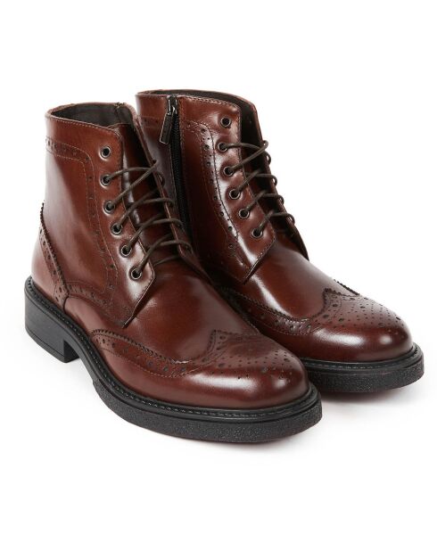 Boots en Cuir Greta marron foncé