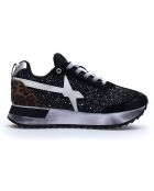 Sneakers en Cuir Kis noir/blanc/léopard